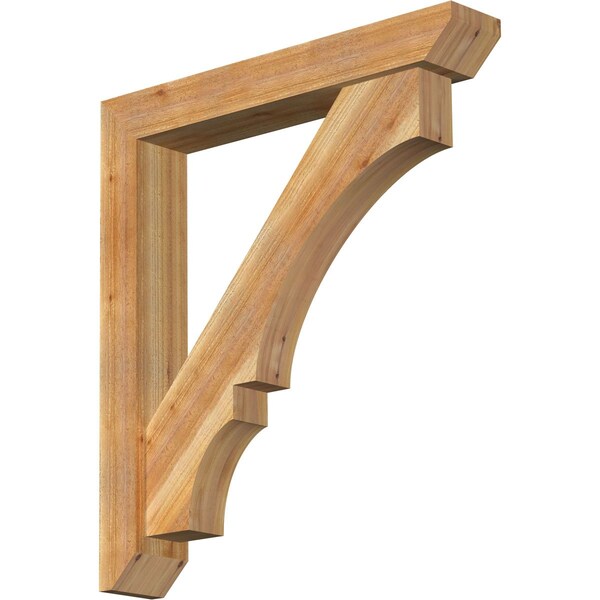 Ekena Millwork Balboa Slat Rough Sawn Bracket w/ Offset Brace, Western Red Cedar, 6"W x 36"D x 40"H BKT0604X36X40BOA06RWR - main